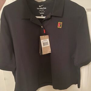 Nike Women's Black Polo Crop Shirt